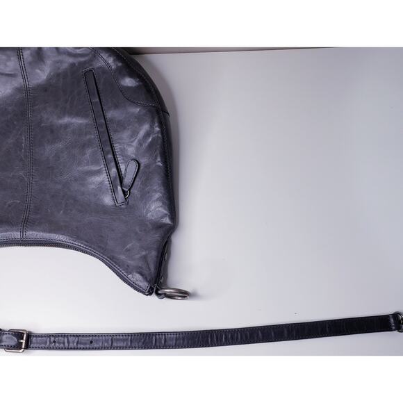 FRYE XL HOBO BOHO Gray Leather Shoulder Bag Long Strap w/ Dustcover in VGUC - Picture 7 of 16